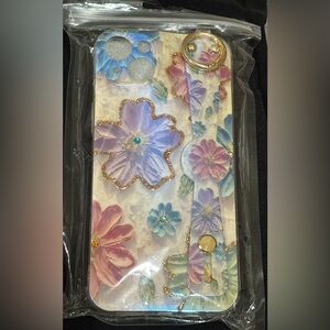 Floral Phone 15 Plus Case with Hand strap and Lanyard